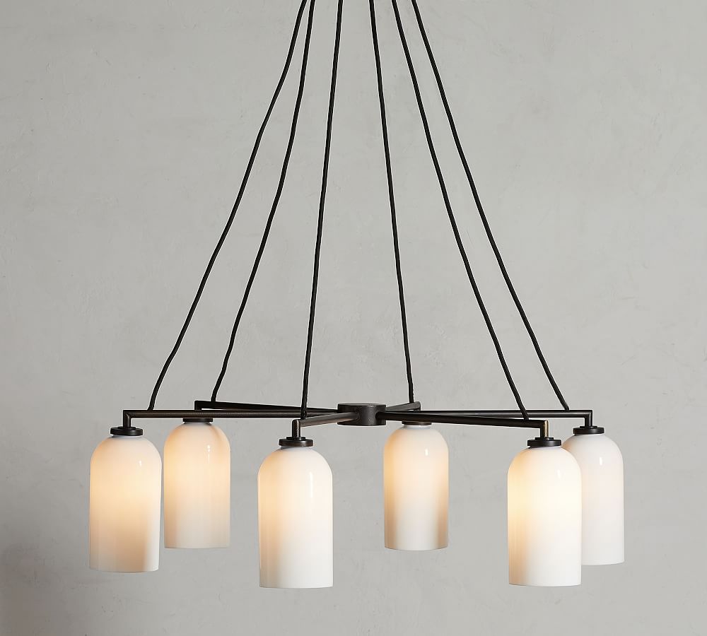 Claremont Milk Glass Cylinder Round Chandelier (36&quot;)