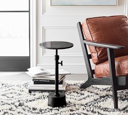 Melvin Round Marble Adjustable Accent Table (12&quot;)