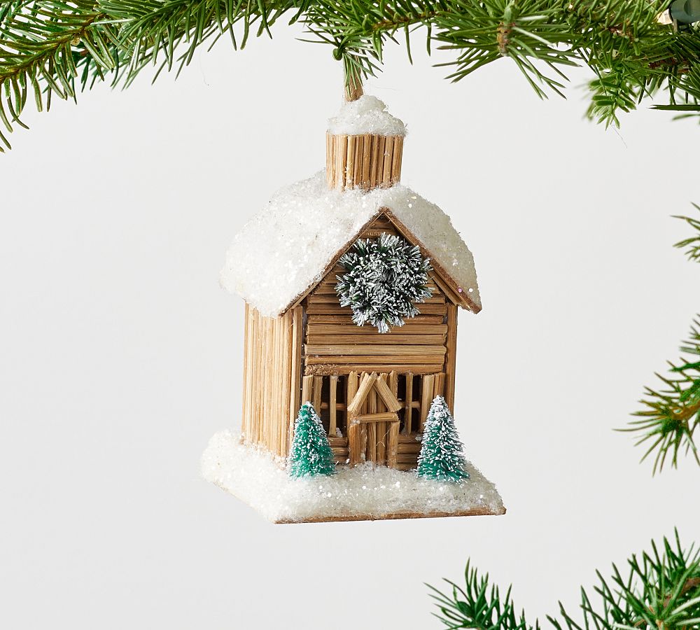 Wood Cabin Ornament