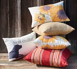 Botanical Sunflower Outdoor Pillow