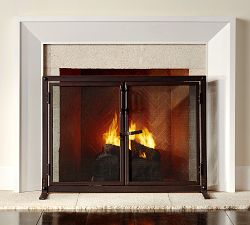 Industrial 44&quot; Fireplace Screen with Doors