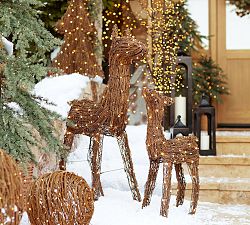 Open Box: Lit Twinkle Rattan Deer - Brown