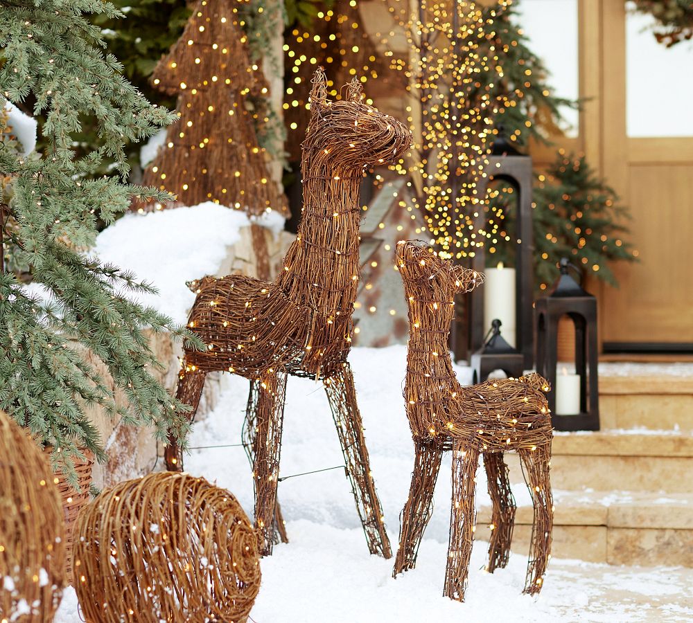 Open Box: Lit Twinkle Rattan Deer - Brown