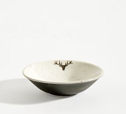 Rustic Reindeer Stoneware Cereal Bowls - Set of 4