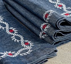 Denim Embroidered Cotton Napkins - Set of 4