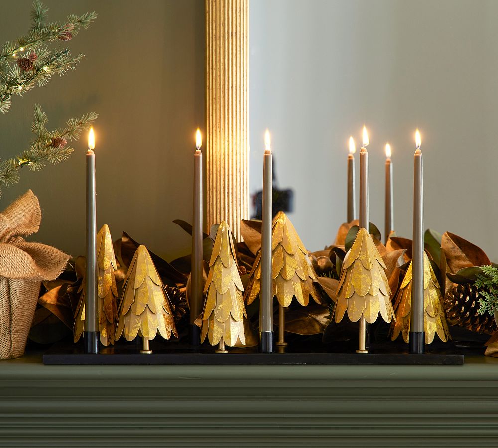 Antique Metal Tree Taper Candleholder Centerpiece