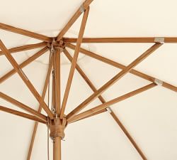 11' Round Outdoor Umbrella &ndash; Teak Frame&#8203;