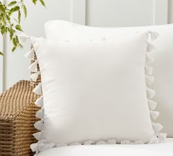 Tassel Trim Outdoor Pillow