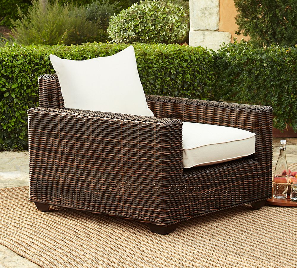 Torrey Wicker Square Arm Outdoor Lounge Chair