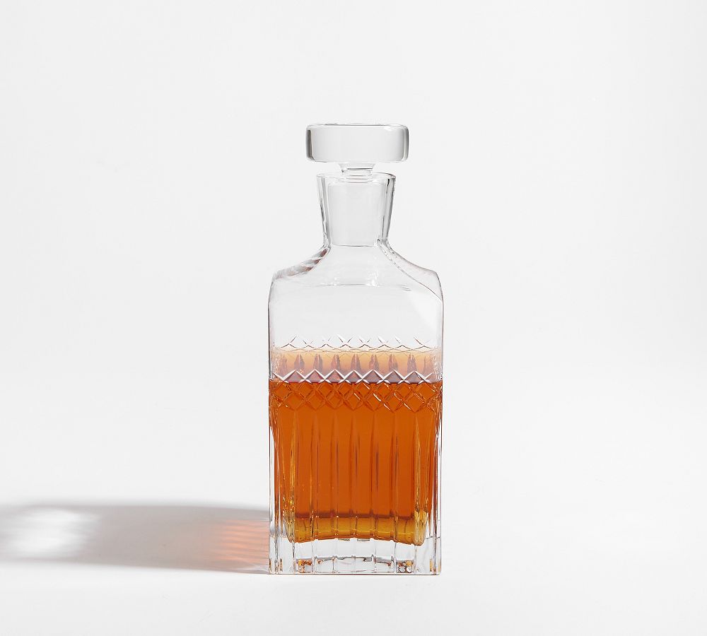 Cross Hatch Glass Decanter