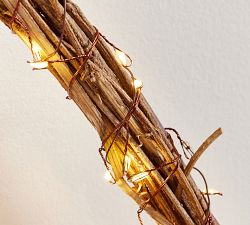 Handcrafted Rattan Wreaths with Twinkle Lights - Set of 3