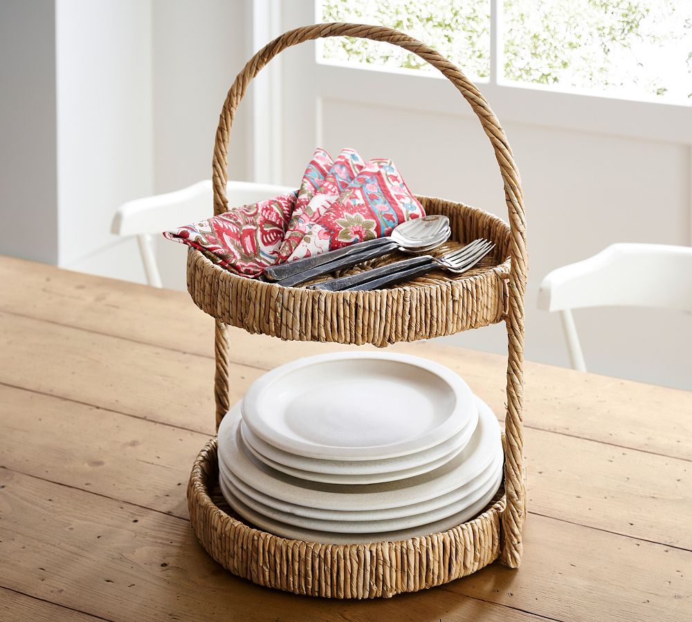 Malibu Handwoven Seagrass Tiered Stand