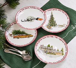 National Lampoon&rsquo;s Christmas Vacation&#8482; Stoneware Appetizer Plates - Mixed Set of 4