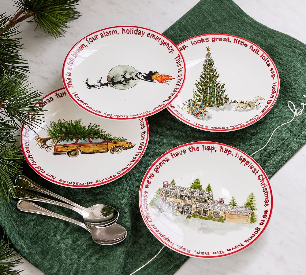 National Lampoon&rsquo;s Christmas Vacation&#8482; Stoneware Appetizer Plates - Mixed Set of 4
