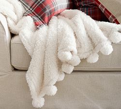 Cozy Pom Pom Sherpa Throw