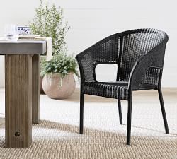 Palmetto Wicker Stackable Outdoor Dining Armchair, Black