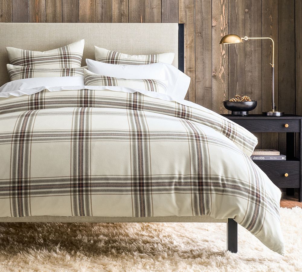 Logan Plaid Organic Cotton Flannel Duvet Cover