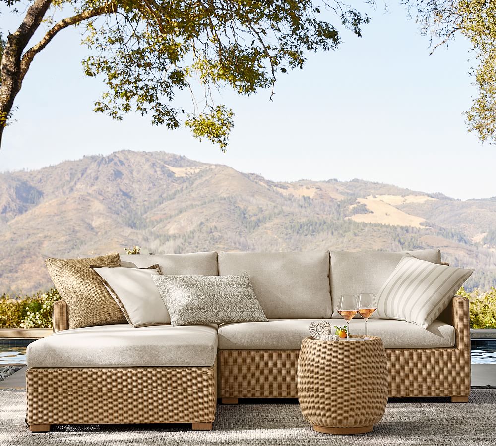 Hampton All-Weather Wicker 2-Piece Loveseat Chaise Sectional