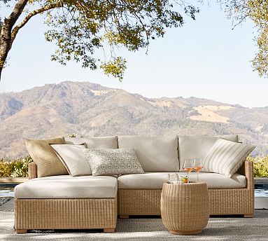 Hampton All Weather Wicker 2 Piece Loveseat Chaise Sectional Pottery Barn