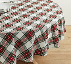 Open Box: Stewart Plaid Cotton Round Tablecloth