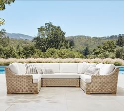 Huntington Wicker 5-Piece Loveseat U-Shaped Slope Arm Outdoor Sectional