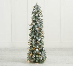 Lit Faux Frosted Pine Christmas Tree With Ornaments - 4 Ft.