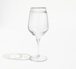 Etched Silver Rim Wine Glasses - Set of 4