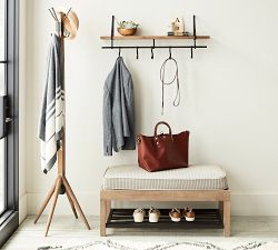 Lucy Mango Wood Shelf With Hooks (36&quot;)