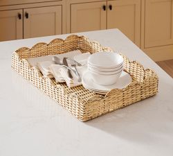 Beau Handwoven Scallop Rattan Tray