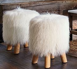 Mongolian Faux Fur Stool