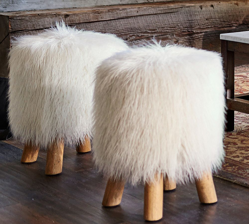 Mongolian Faux Fur Stool