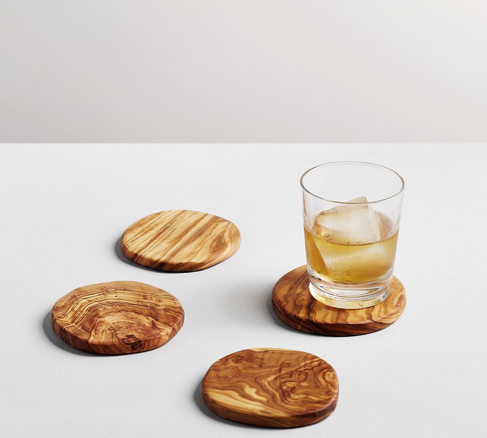 Olive Wood Coasters, Set of 4