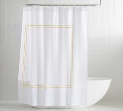 Pearl Embroidered Organic Shower Curtain