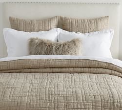 Belgian Flax Linen Handcrafted Basketweave Quilted Sham