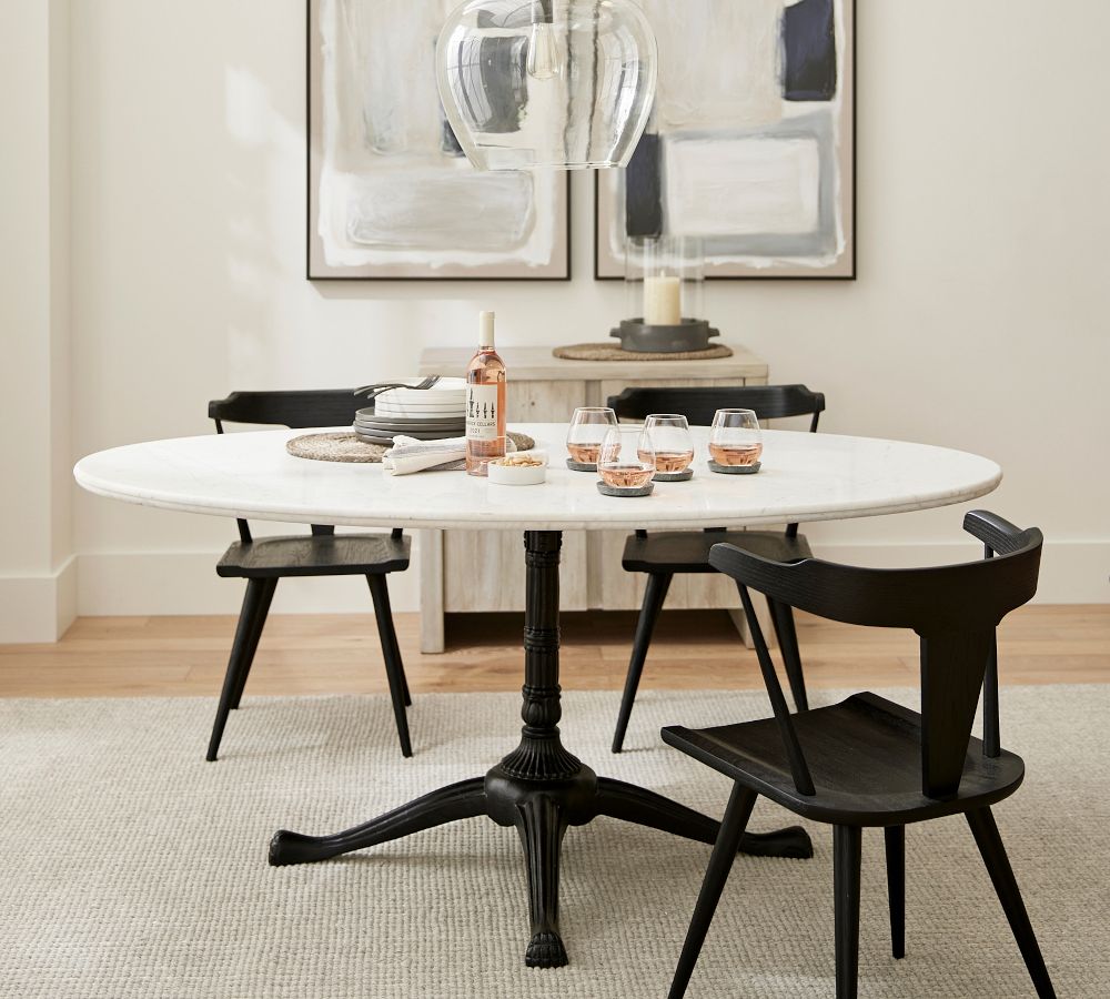 Rae Oval Pedestal Marble Dining Table Pottery Barn