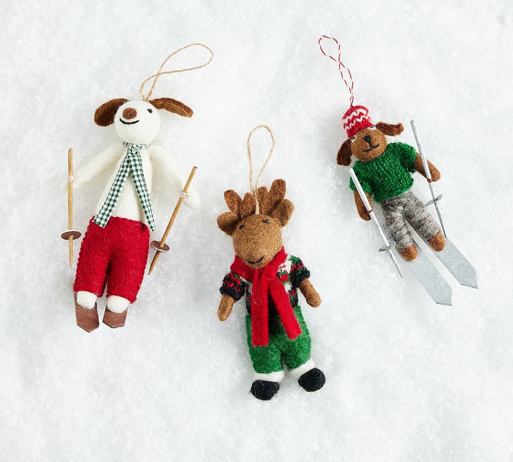Christmas in the Country Felt Animals Ornaments - Set of 3