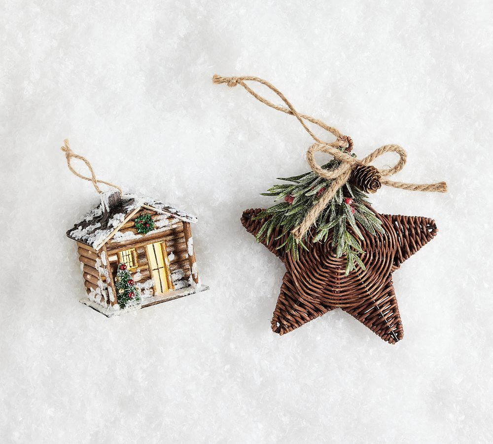 Christmas in the Country Natural Ornaments - Set of 2