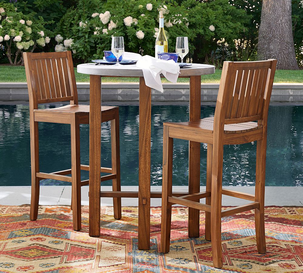 Abbott Concrete &amp; Acacia Outdoor Bar Height Table (34&quot;)