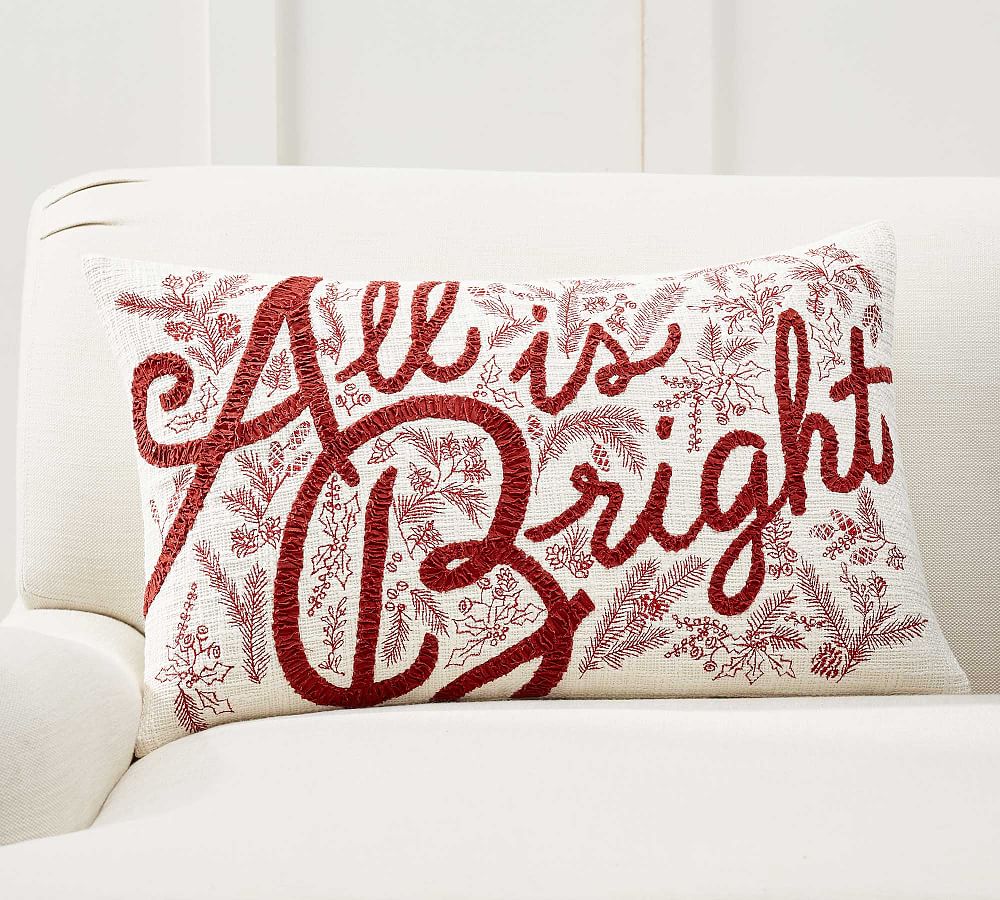 All is Bright Embroidered Lumbar Pillow Cover