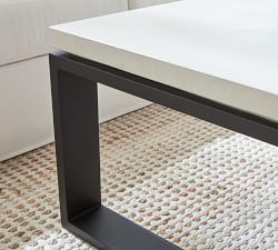 Malibu Metal &amp; Concrete Rectangular Outdoor Coffee Table (40&quot;)