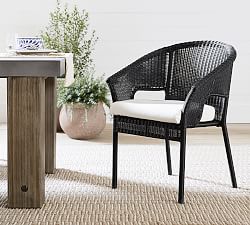 Palmetto Wicker Stackable Outdoor Dining Armchair, Black