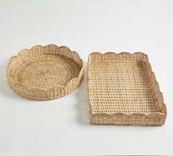 Beau Handwoven Scallop Rattan Tray