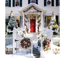 Faux Pine Ornament Wreath &amp; Garland - Red &amp; Silver