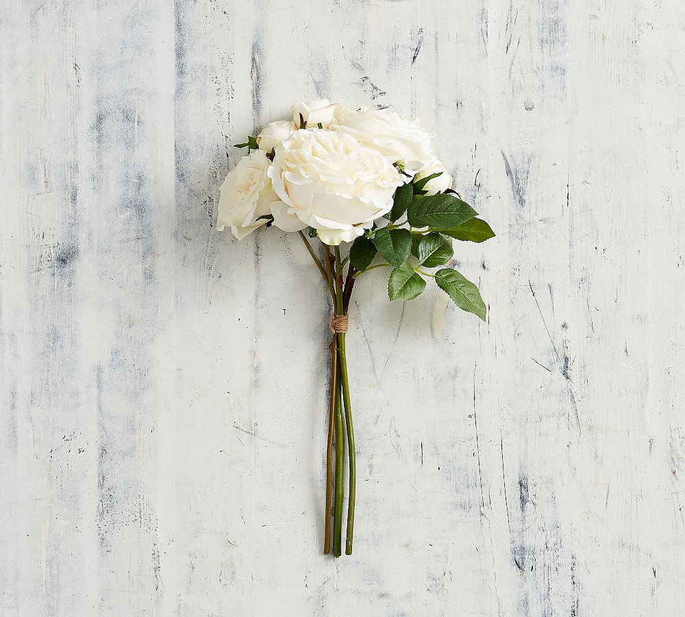 Faux Rose Bundle - White