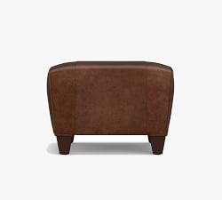Manhattan Square Arm Leather Chair with Ottoman