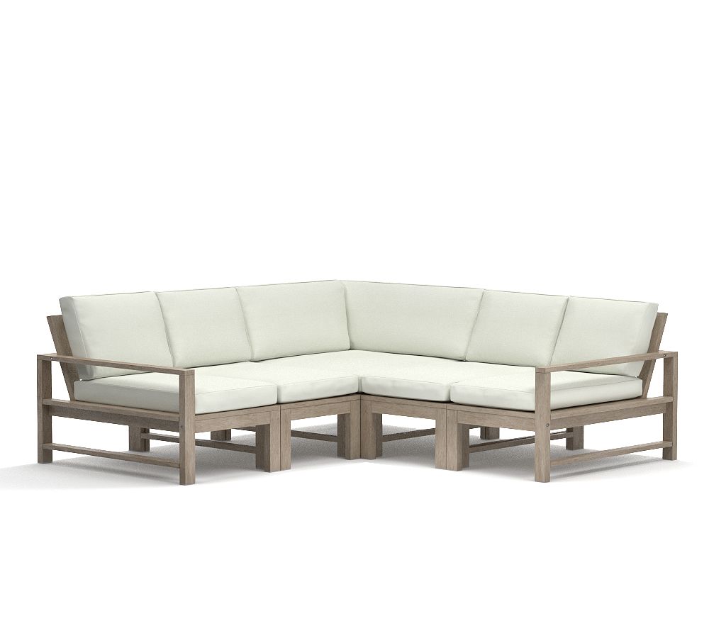 Indio Sect. 5pc-Crnr, 4 Outdoor Chair/LA/RA, HP Canvas; White