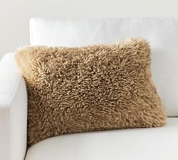 Dream Faux Fur Pillow Cover, 14" x 20", Sand