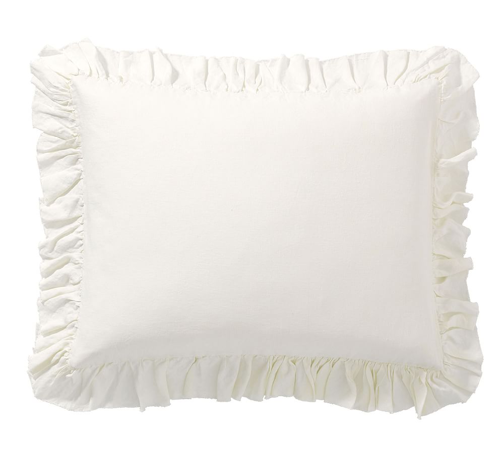 Belgian Flax Linen Fringe Ruffle Sham (Set of 2)