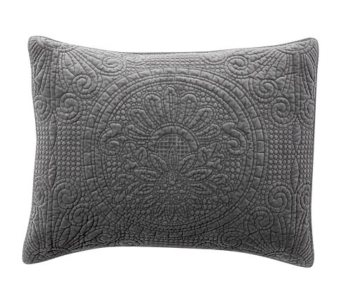 Velvet Medallion Sham, Standard, Flagstone