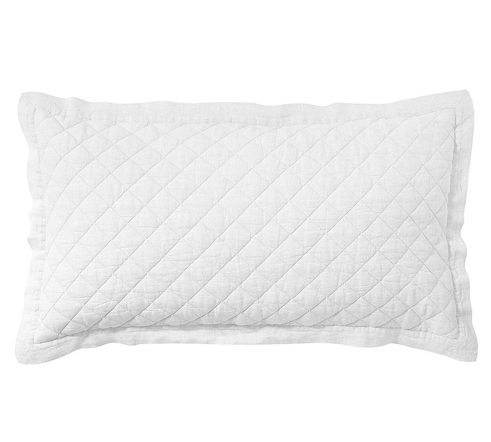 Belgian Flax Linen Diamond Quilted Sham- White